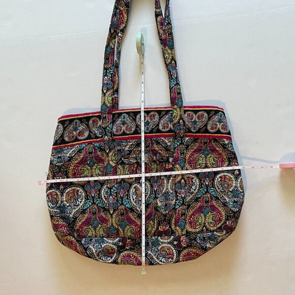 Quilted Cotton Paisley, Hearts, Tote, Purse, Bag Ruffle Pockets Red, Blue, Brown - Picture 12 of 16